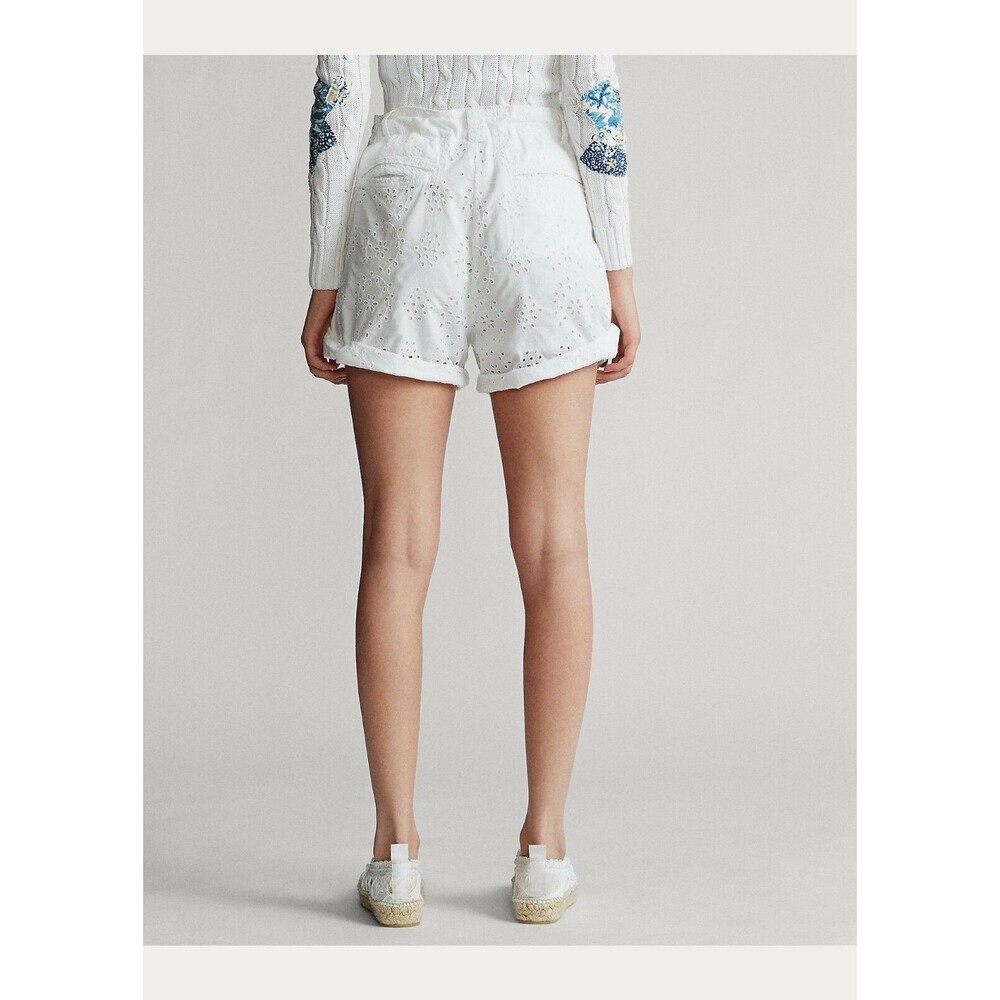 NEW! Polo Ralph Lauren Women's 6 Eyelet Cotton Short In White Eyelet NWT $198 - Picture 4 of 5